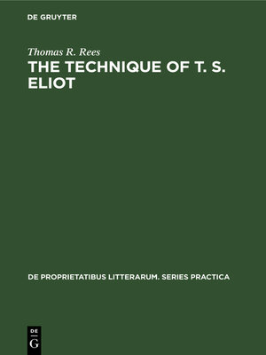 cover image of The Technique of T. S. Eliot